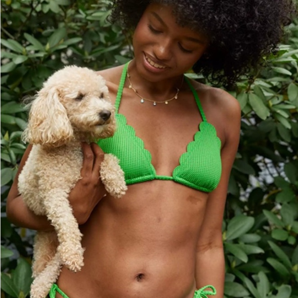 NWT Aerie Waffle Scalloped String Triangle Bikini Top - Picture 1 of 6